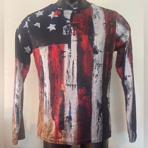 Men’s Striped Red, White and Blue L/S Shirt Size XXL
